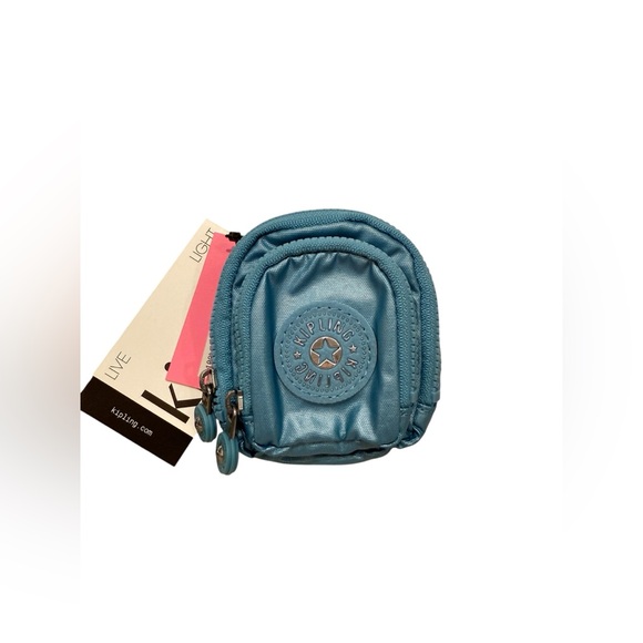 Kipling Accessories - ✅SOLD✅Kipling Mini Seoul Zipper Pouch Keychain Polyamide Aqua Tides Metallic